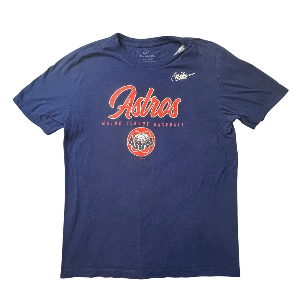 Houston Astros Nike T-Shirt Mens S Blue MLB N199P-44B Graphic Tee Short Sleeve
